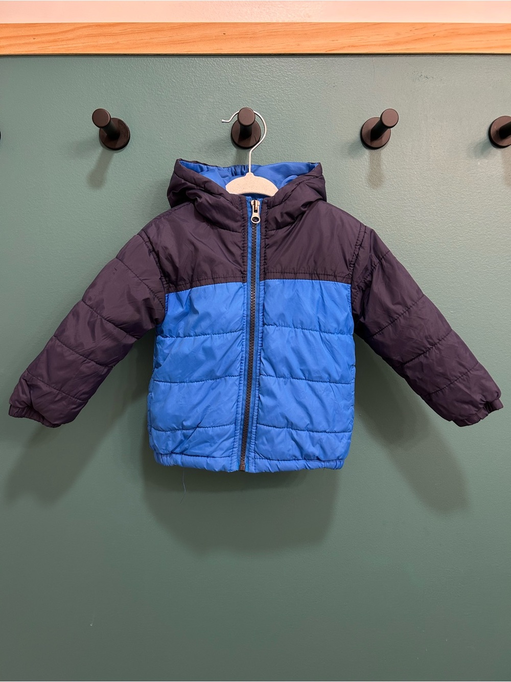 Boy’s Blue and Navy Hooded Puffer Jacket